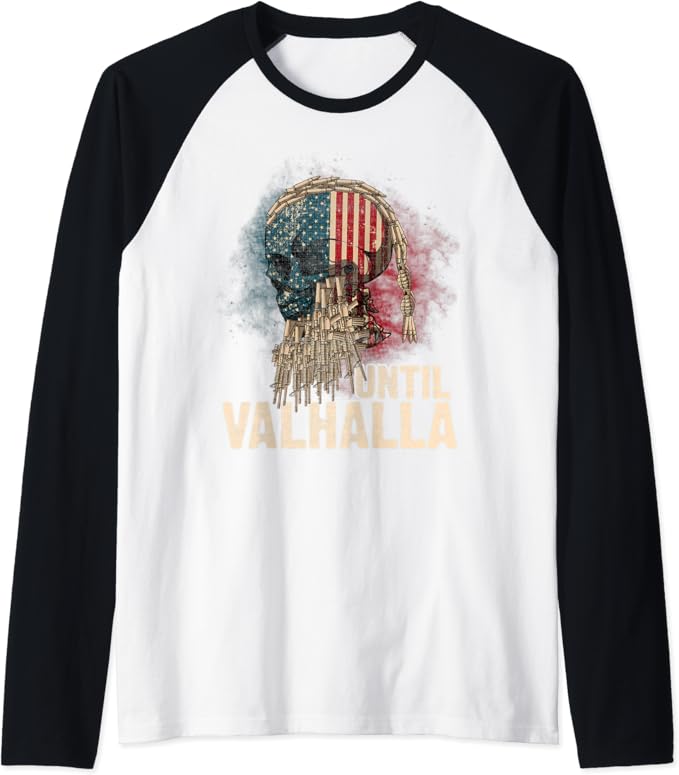 Until Valhalla Viking US Flag Vintage ShirtTil Valhalla Raglan